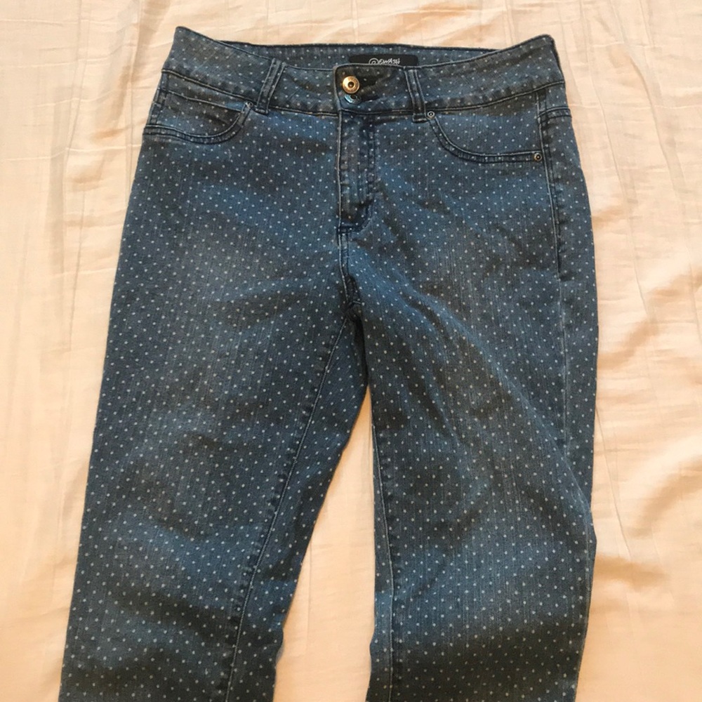 Polka dot high waisted skinny jeans